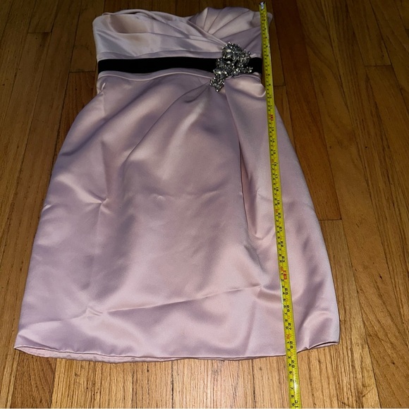 Satin Pink Balloon Dress with Jewel and Black Tie - Picture 5 of 11